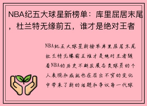 NBA纪五大球星新榜单：库里屈居末尾，杜兰特无缘前五，谁才是绝对王者？