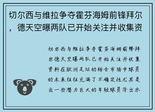 切尔西与维拉争夺霍芬海姆前锋拜尔，德天空曝两队已开始关注并收集资料